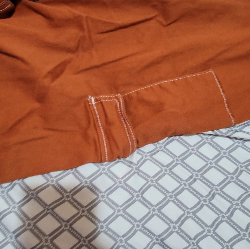 FOREVER 21 size LG burnt Denim pants ๐ oversized pockets, elastic button zip. - Picture 10 of 17